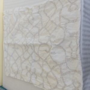 Restoration Hardware ivory tan embroidered cotton standard pillow sham RH